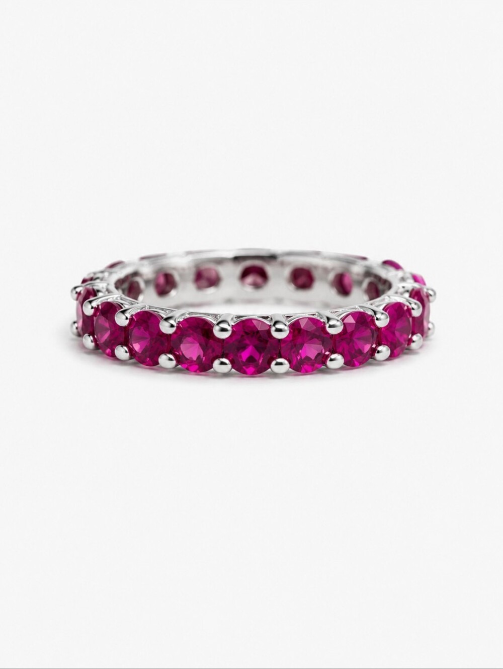 Genuine Pink Ruby NWT Eternity Ring - 925 Silver Band, Size 9 Or 10